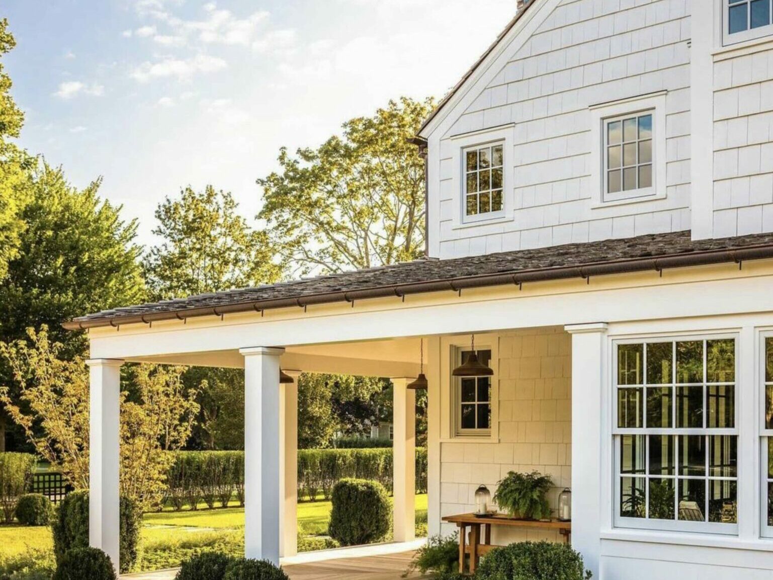 dom z werandą w stylu amerykańskim